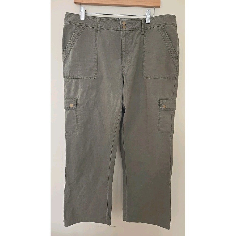 LL Bean Ladies Favorite Fit Cargo Pants #293926 Sage Green Cotton Size 16 NWOT